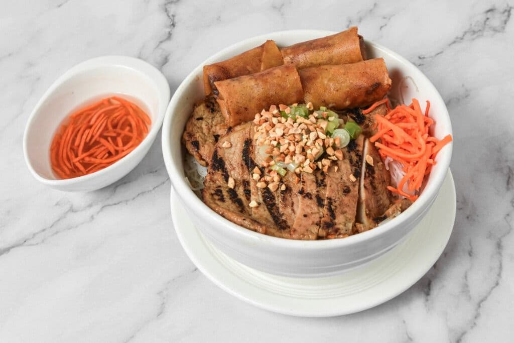 34. Grilled Pork and Spring Rolls Vermicelli