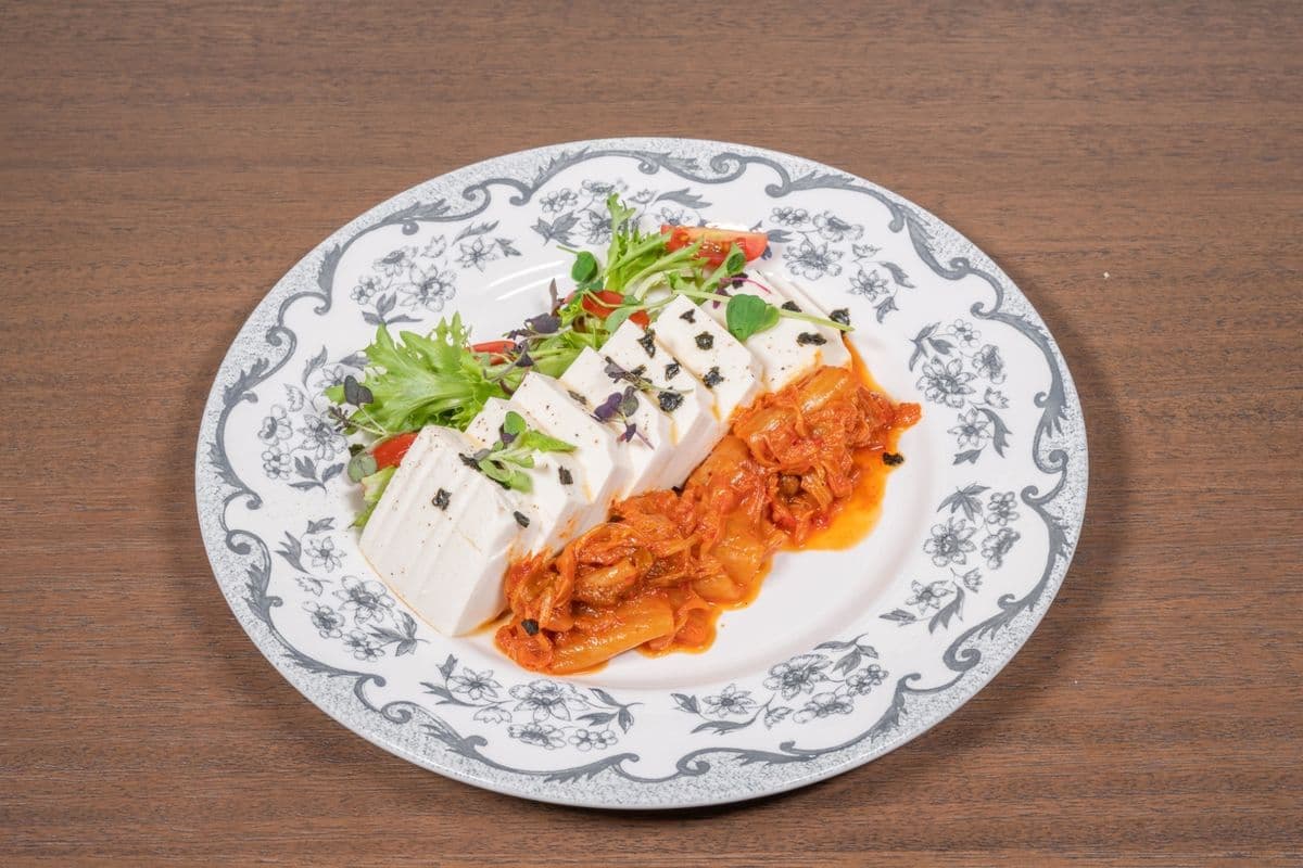 Soft Tofu with Fried Kimchi