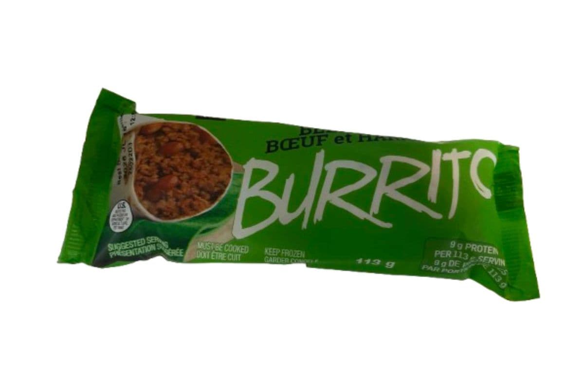 Tinas beef and bean burrito