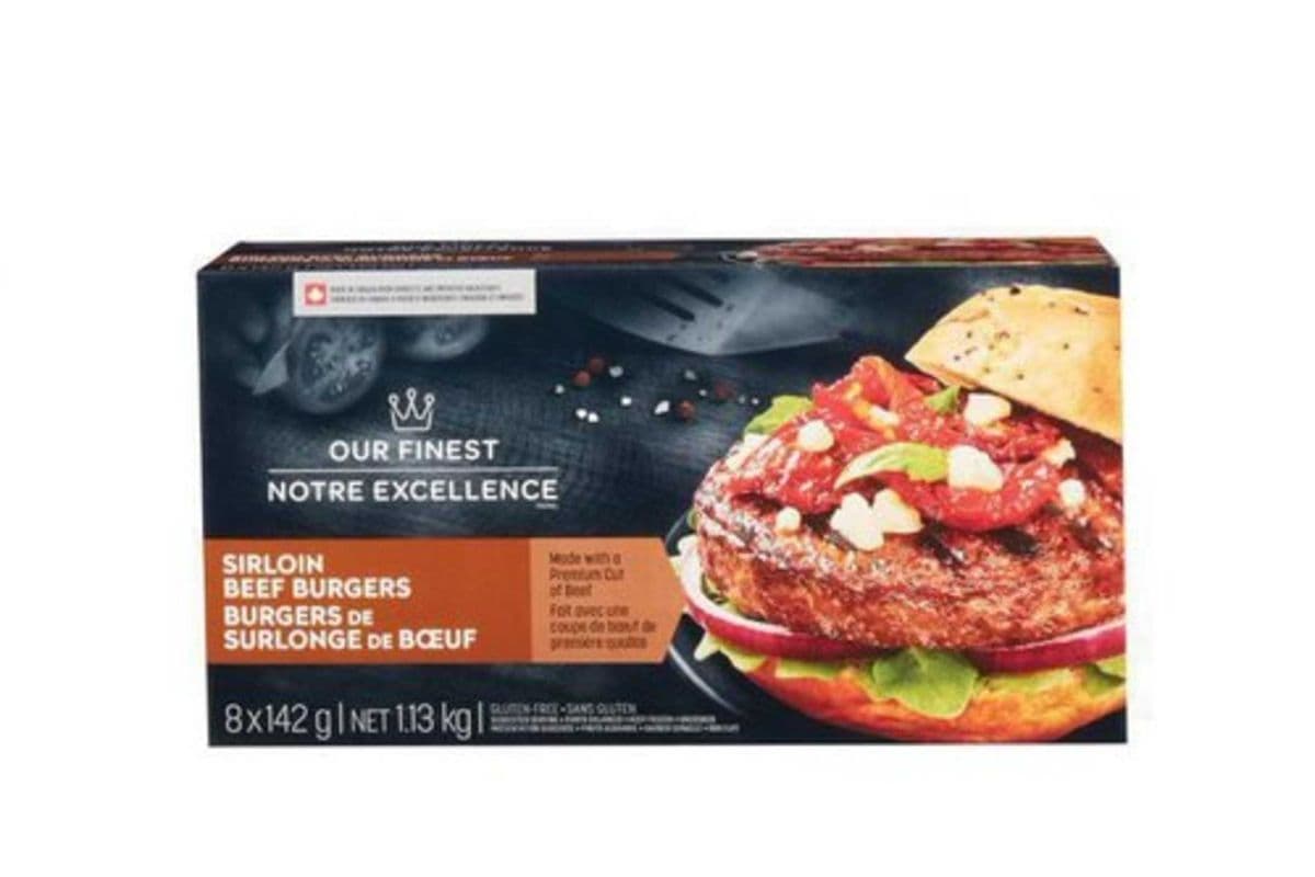 Our Finest. Frozen Sirloin Beef Burgers (8x142g) (1.13KG)