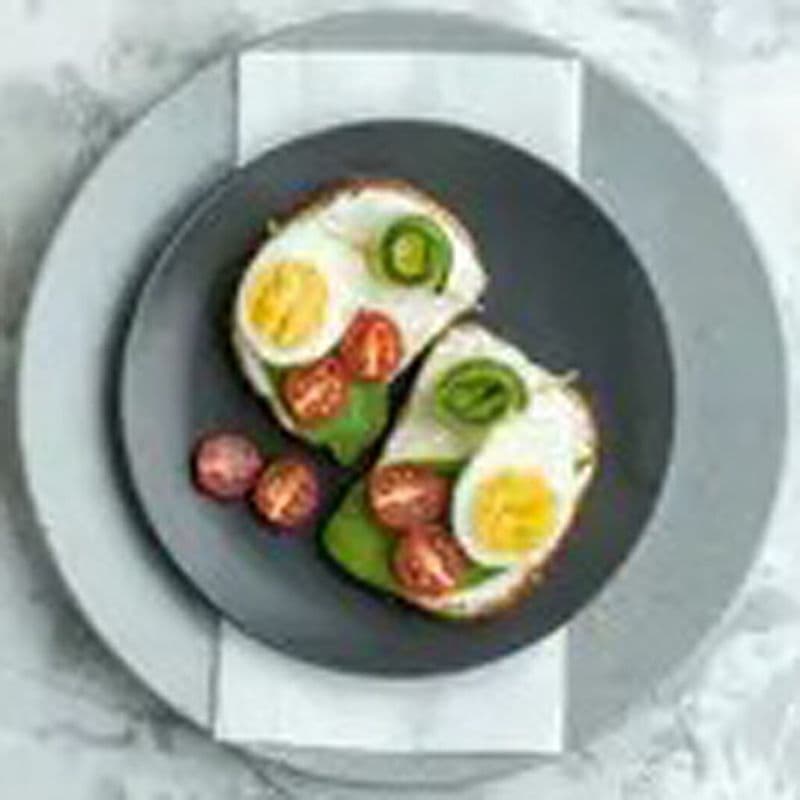 3 Eggs, Sausage, Bacon, Toast, Seasonal Fruit