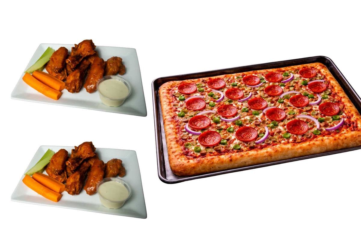 Combo #4 (24 Slice Pizza and 2 Pounds Wings)