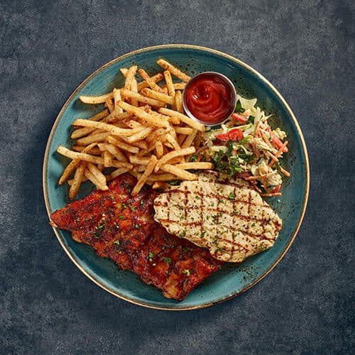 1/2 BBQ Back Ribs – Duo with Chicken (4oz)