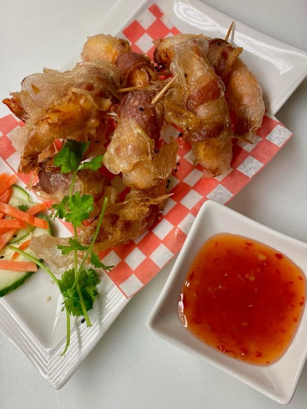 A8. Prawns Wrapped in Bacon (8 pcs)