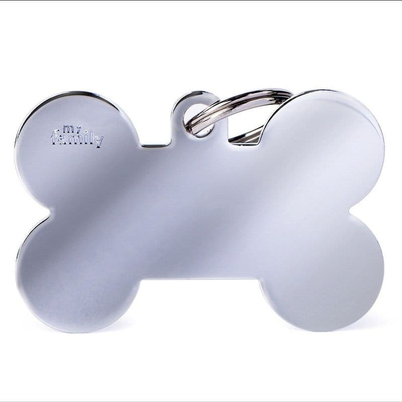 MyFamily Bone Chromed Brass Engraved Tag