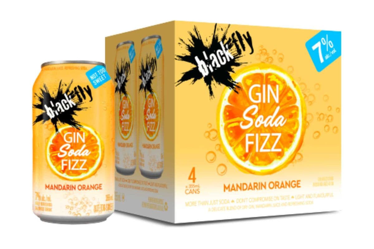 BLACK FLY MANDARIN ORANGE GIN SODA FIZZ 4pk (4 x 355ml)
