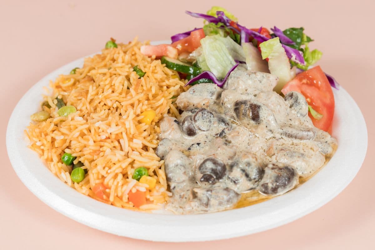 Chicken Mushroom Rice and Salad