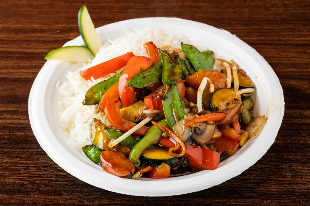 Golden Vegetables with Sesame Garlic Sauce