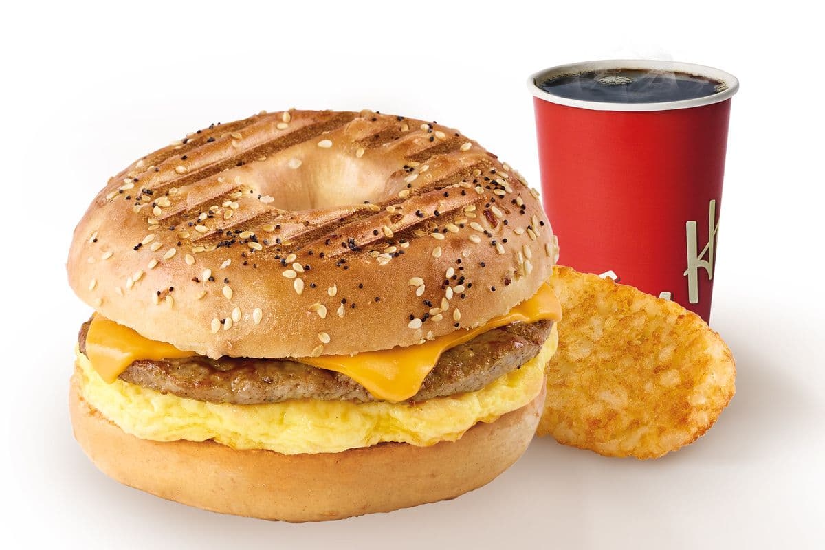 Grilled Bagel Breakfast Sandwich Meal