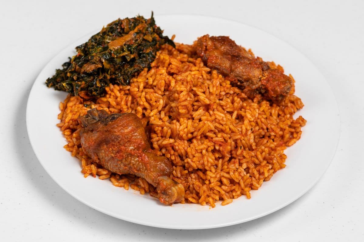 Jollof Rice and Stewed Chicken
