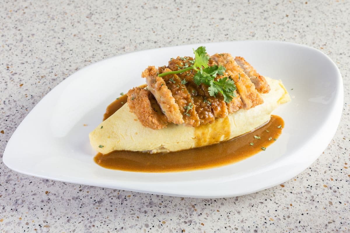 D02. Pork Cutlet Omurice with Spicy Curry Sauce