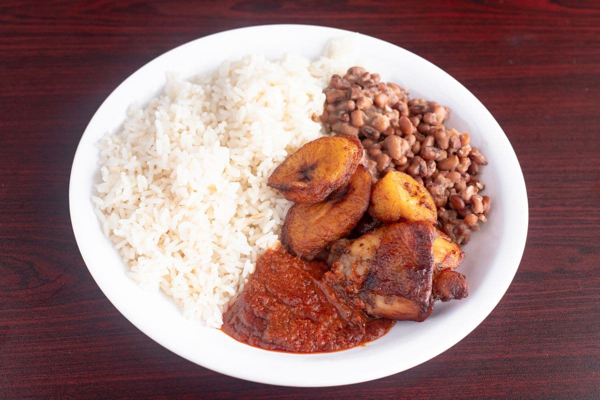 White Rice with Beans and Stew