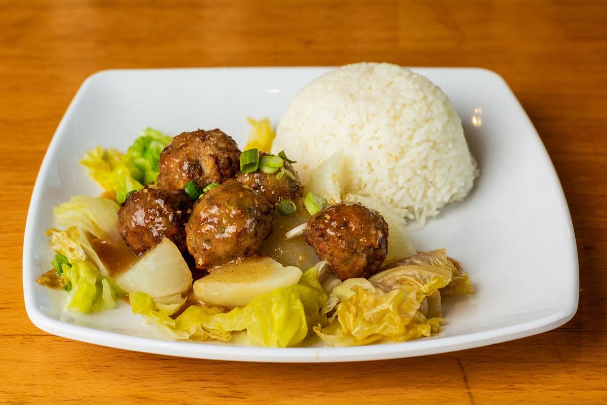 F1. Handmade Meatballs with Turnips on Rice