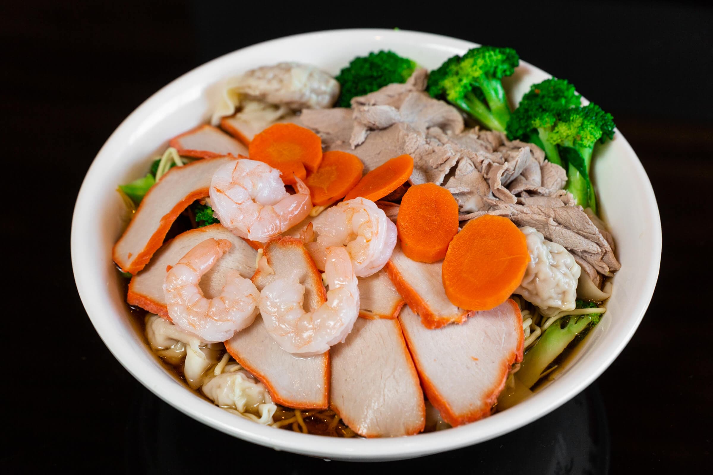 20. Wonton, BBQ Pork, Beef, and Shrimp Vegetable Noodle Soup