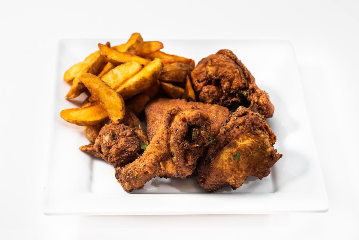 Spicy Fried Chicken with Wedges