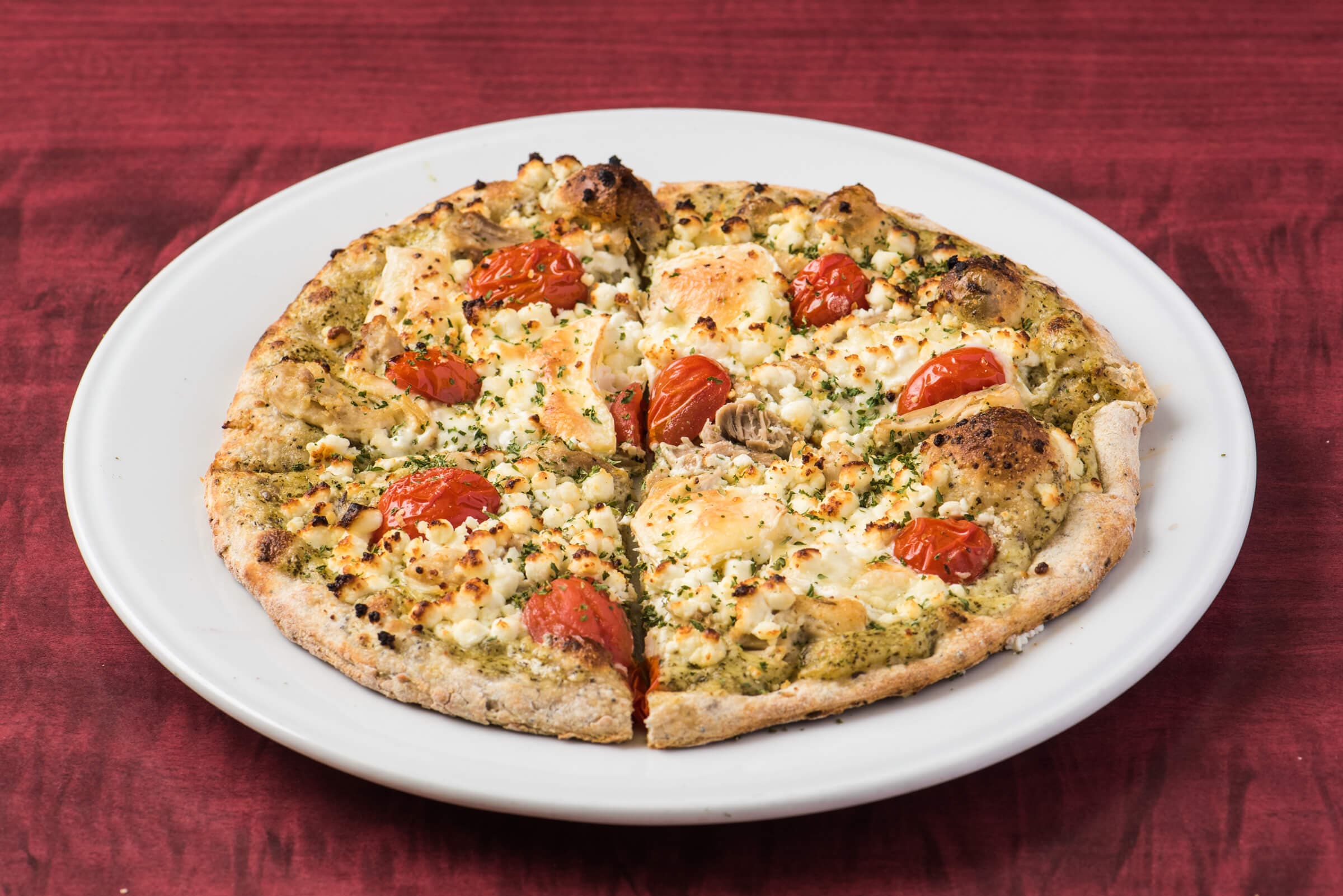 Chicken, Brie, and Goat Cheese Pizza