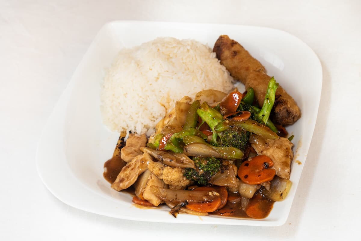 30. Stir-Fried Mix Vegetables, Shrimp, Chicken, and Beef in Satay Sauce