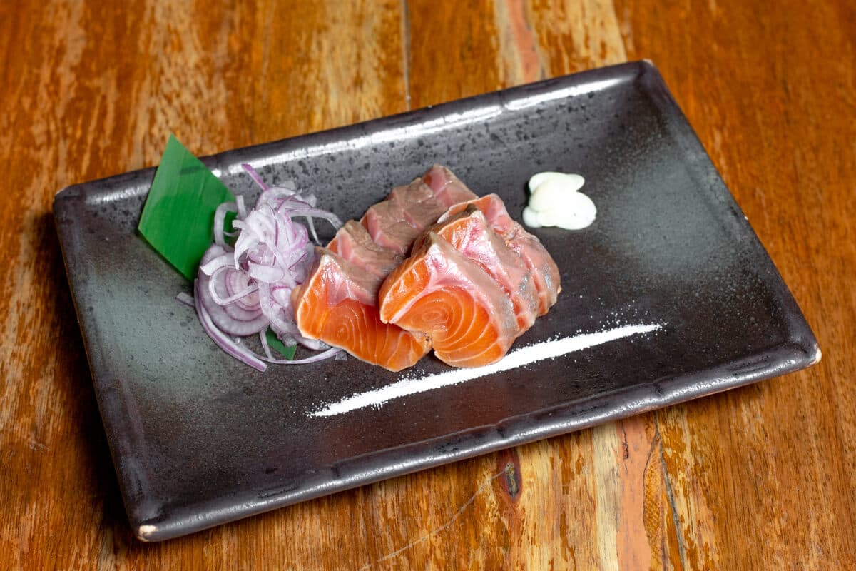 Smoky Hay Salmon Sashimi