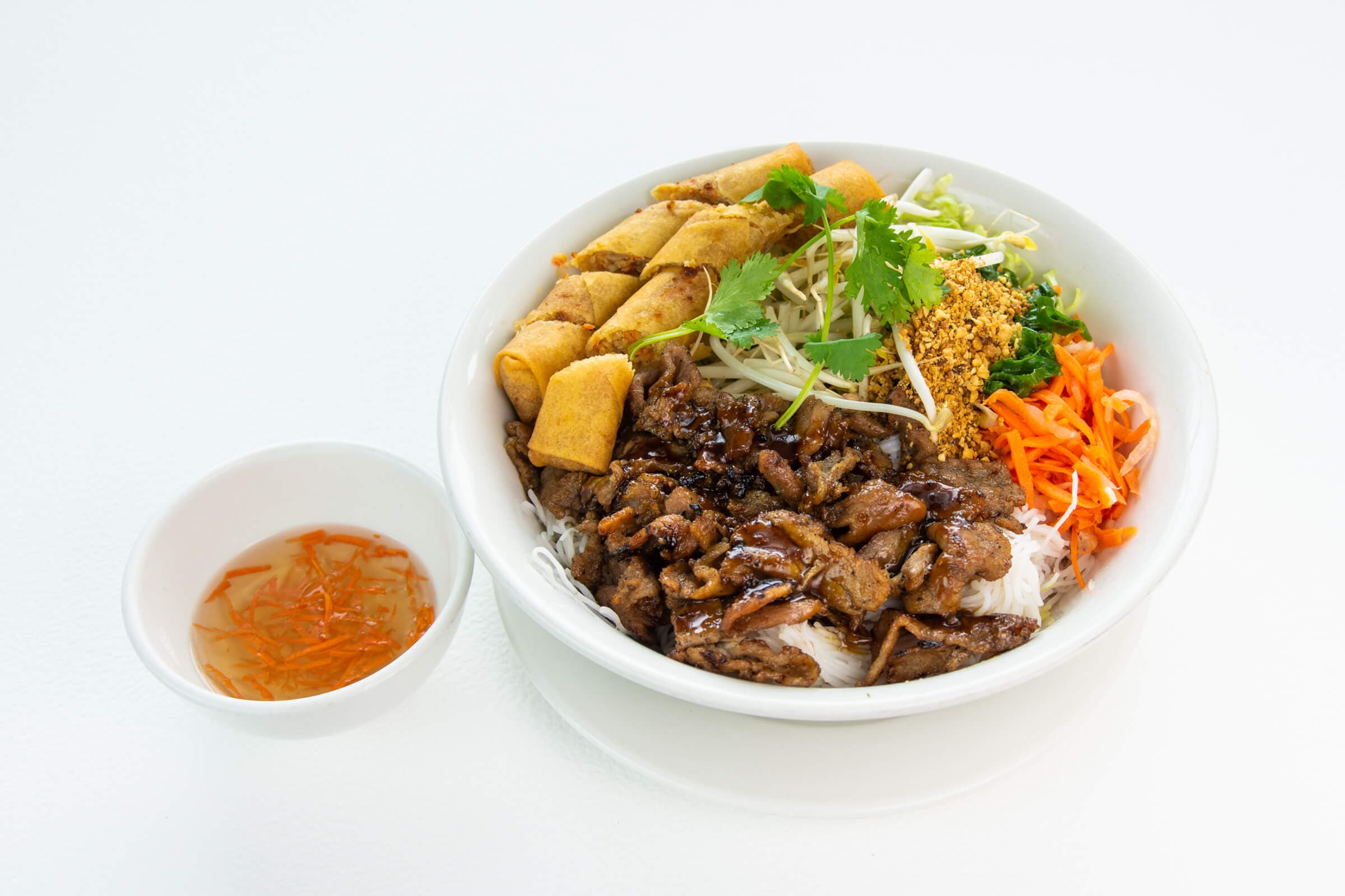 26. Rice Vermicelli with Grilled Pork and Deep-Fried Spring Rolls - Bun Thit Nuong Cha Gio