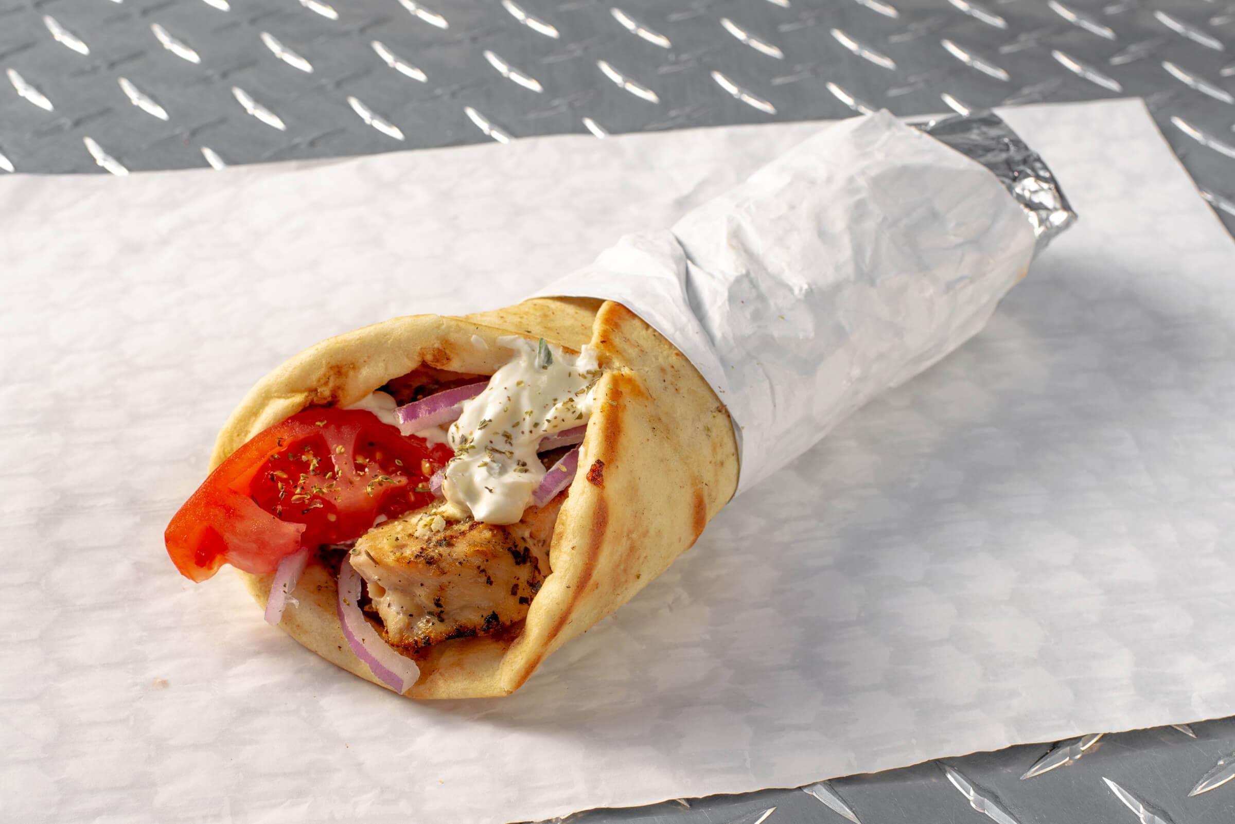 Chicken Souvlaki on Bun