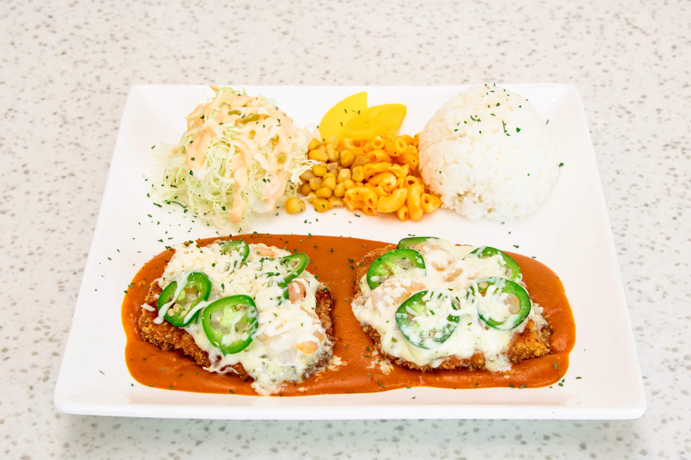 11. Cheese Shrimp Chili Pork Cutlet