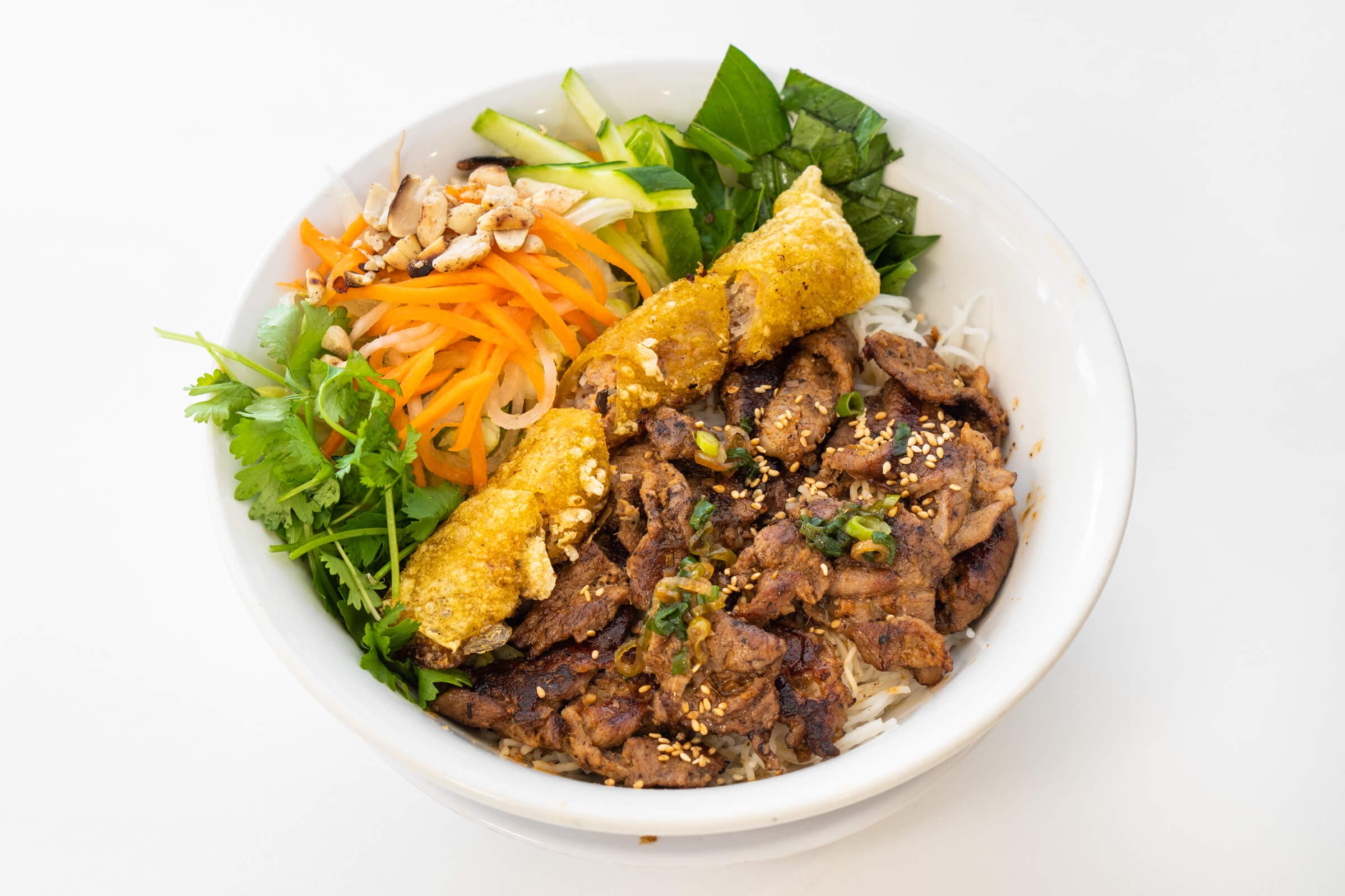 50. Grilled Lemongrass Pork and Spring Roll on Vermicelli - Bun Thit Nuong, Cha Gio