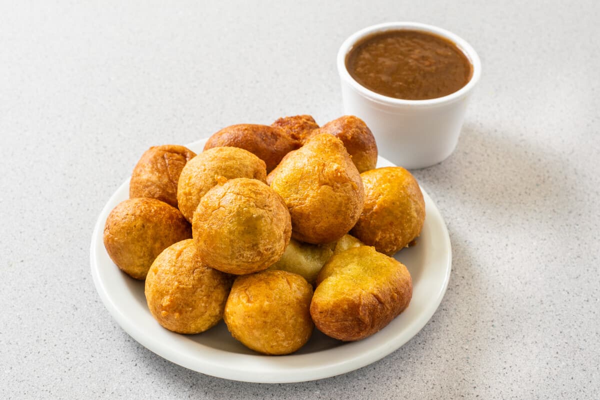 Pholourie (Vegan Fried Split Pea Seasoned Balls)