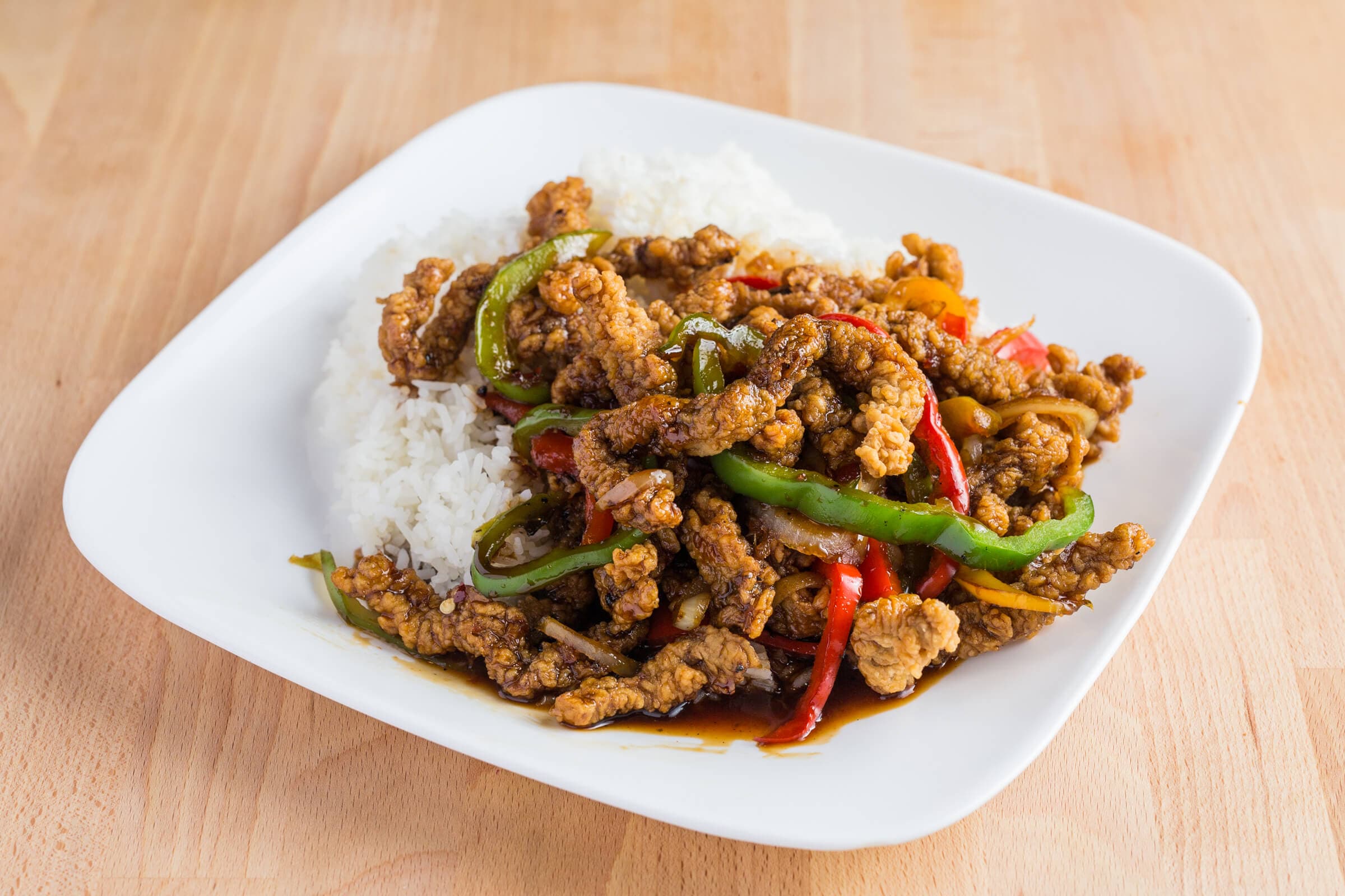 73A. Ginger Beef on Rice