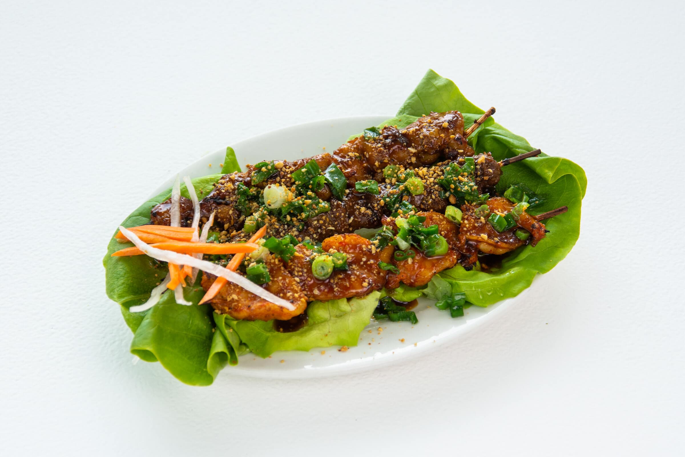 9. Grilled Sate Shrimp, Beef, and Chicken on Skewers - Tom, Bo, Ga Sate Lui Nuong (3 Skewers)