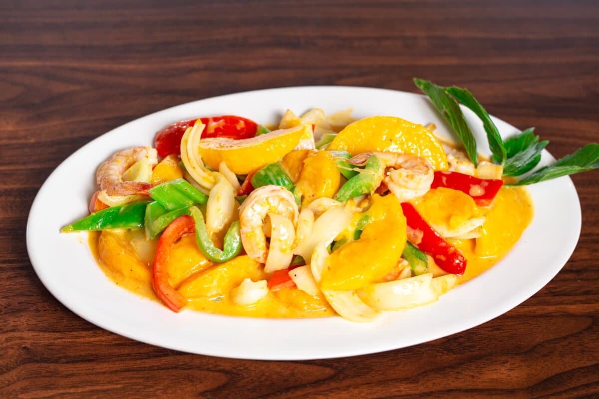 57. Peach with Prawns