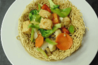 63. Stir-Fried Vegetables and Tofu on Noodles