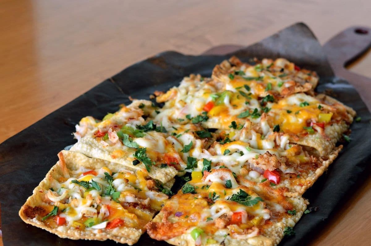 Crab and Lobster Wonton Nachos