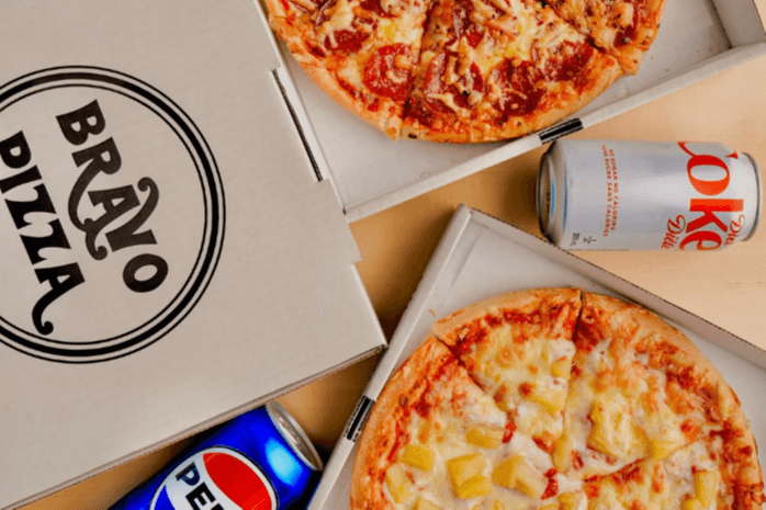 Lunch Special Small Pizza with Any 2 Toppings with Can of Pop