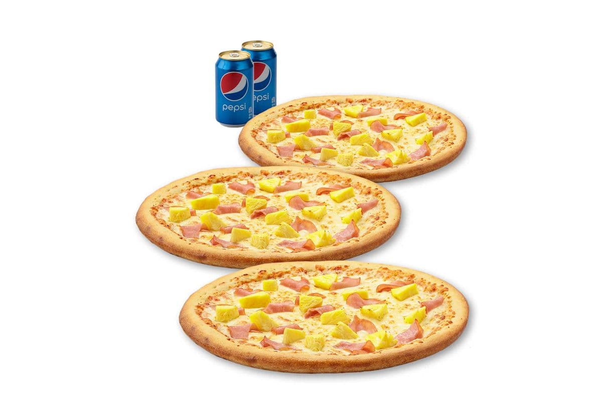 Spécial 3 Pizzas Petites - Hawaïenne / Small 3 Pizza Special - Hawaiian