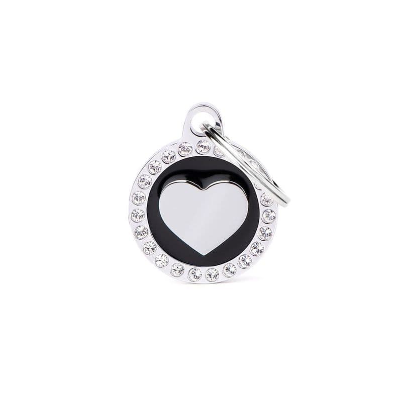 MyFamily Black Glam Circle Heart Engraved Tag