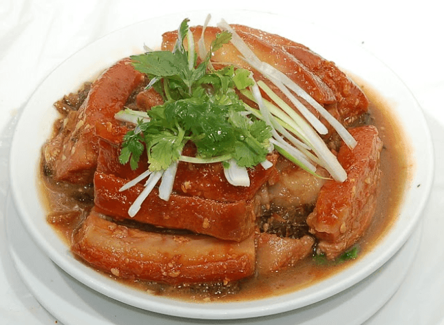 75. Pork Belly with Preserved Mustard Vegetables