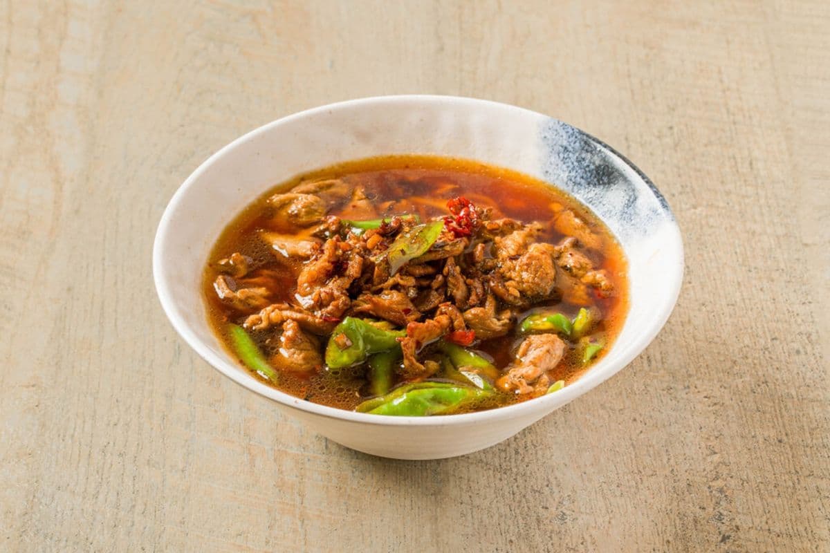 小炒肉汤粉 Pork with Green Pepper in Rice Noodle with Soup