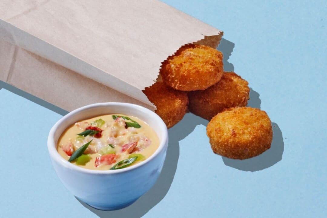 Bouchées de mac & cheese trempette homard et crevettes / Mac & Cheese Bites Lobster and Shrimp Sauce