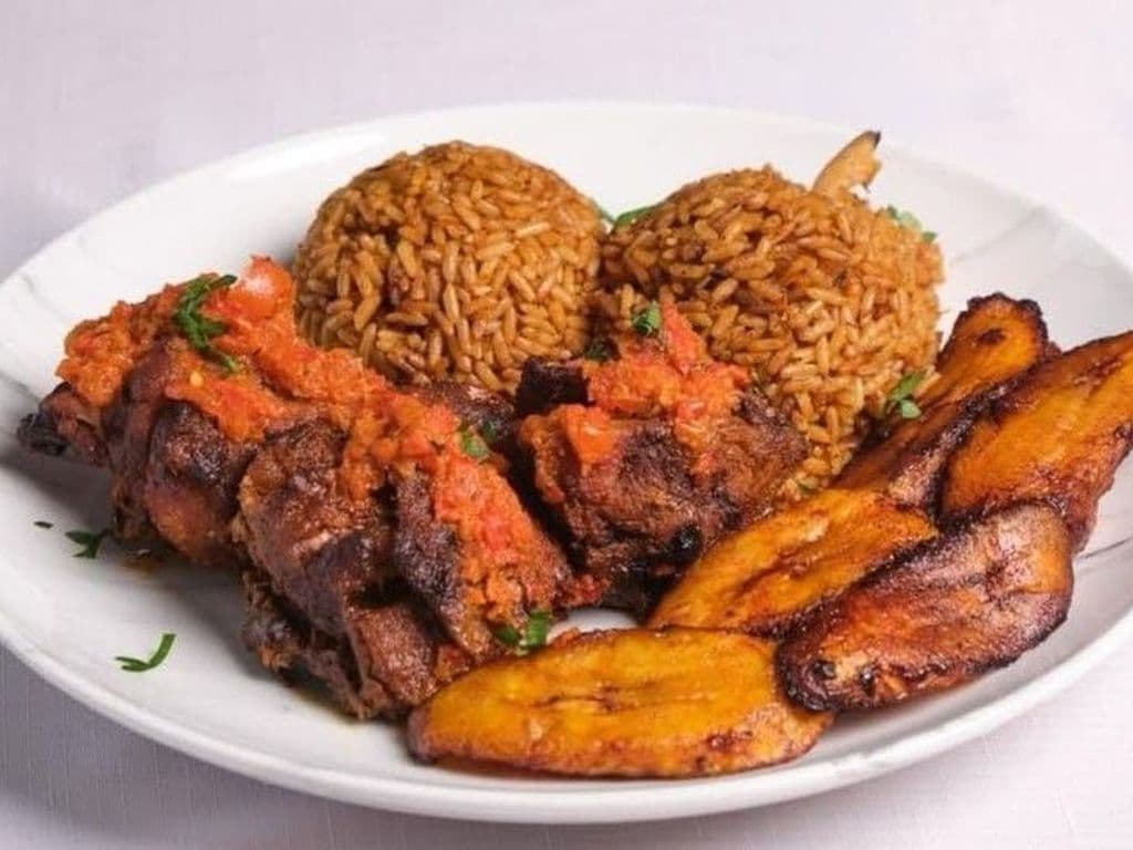 Jollof Rice, Plantain & Chicken Combo