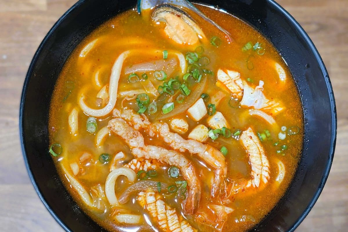 Spicy Seafood Udon (Japanese Noodle Soup)