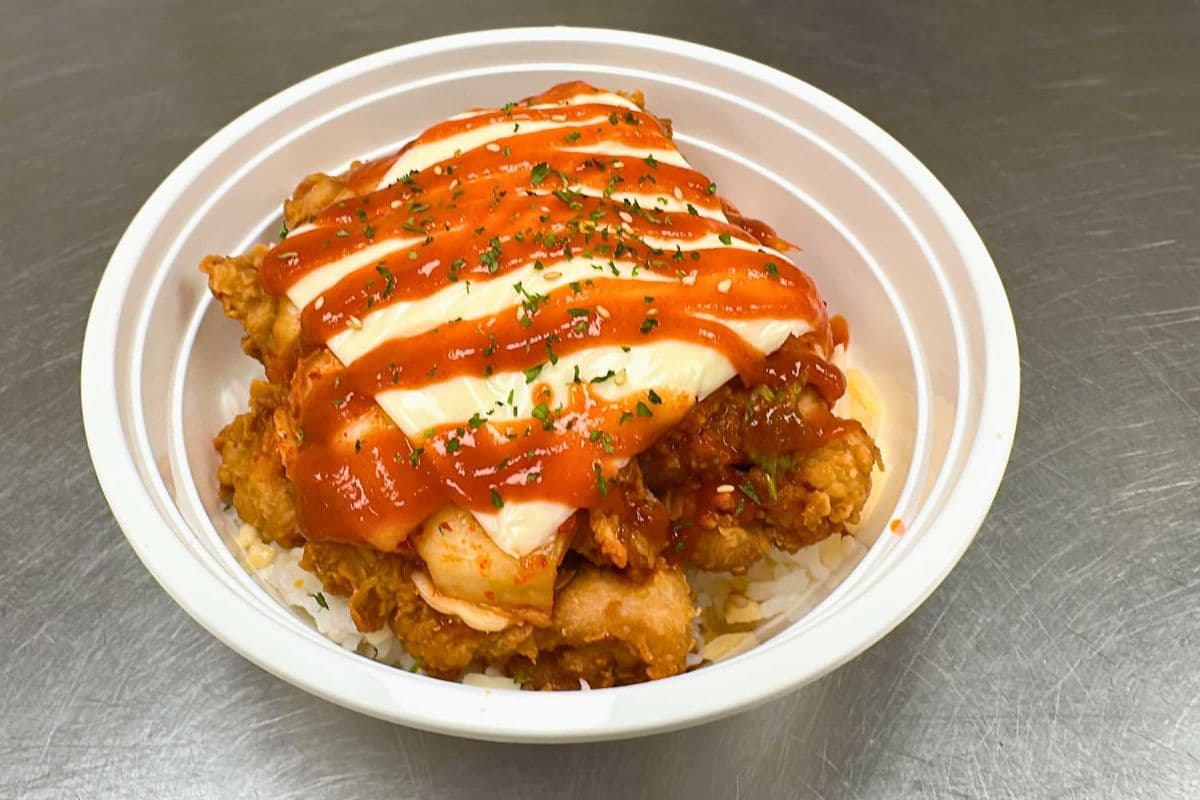 Kimcheese Fried Chicken Rice Bowl