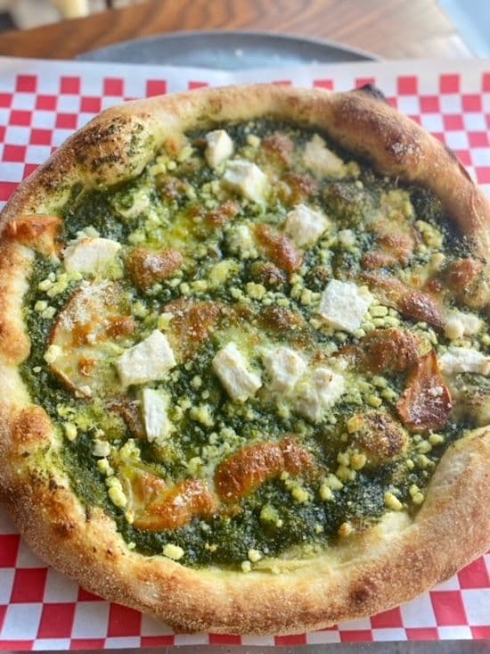 Four Cheese and Pesto Pizza