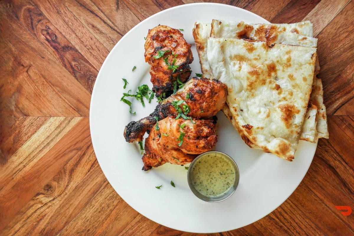 34. Tandoori Chicken, Rice or Naan, and Tangy Potatoes