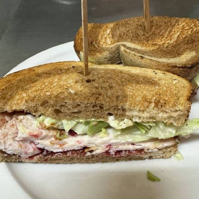 Toasted Smoked Turkey Sandwich with Cranberries and Garlic Mayo