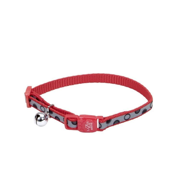 Coastal Lazer Brite Reflective Adjustable Breakaway Collar Red Bubbles Cat 3/8 x 8-12in