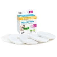 Catit Triple Action Water Fountain Filters, Replacement Cat Drinking Fountain Filters 5 pack