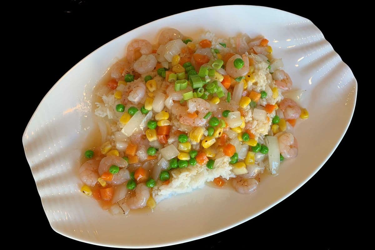 84. Fried Shrimp, Tofu, and Mixed Vegetables