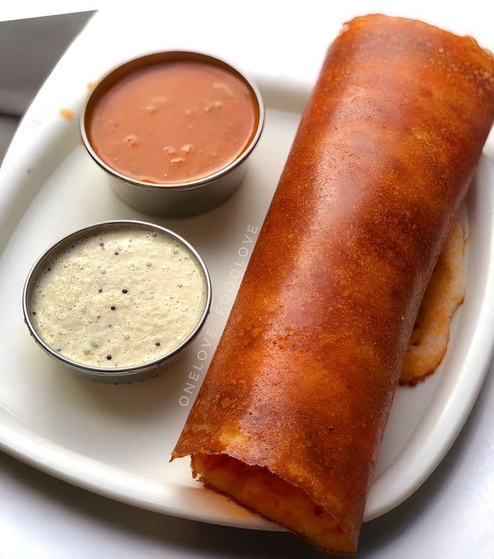 Mysore Masala Dosa with Sambar & Coconut Chutney