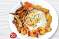 22. Vermicelli with Grilled Shrimp, Charbroiled Lemongrass Chicken, and Pork Spring Rolls