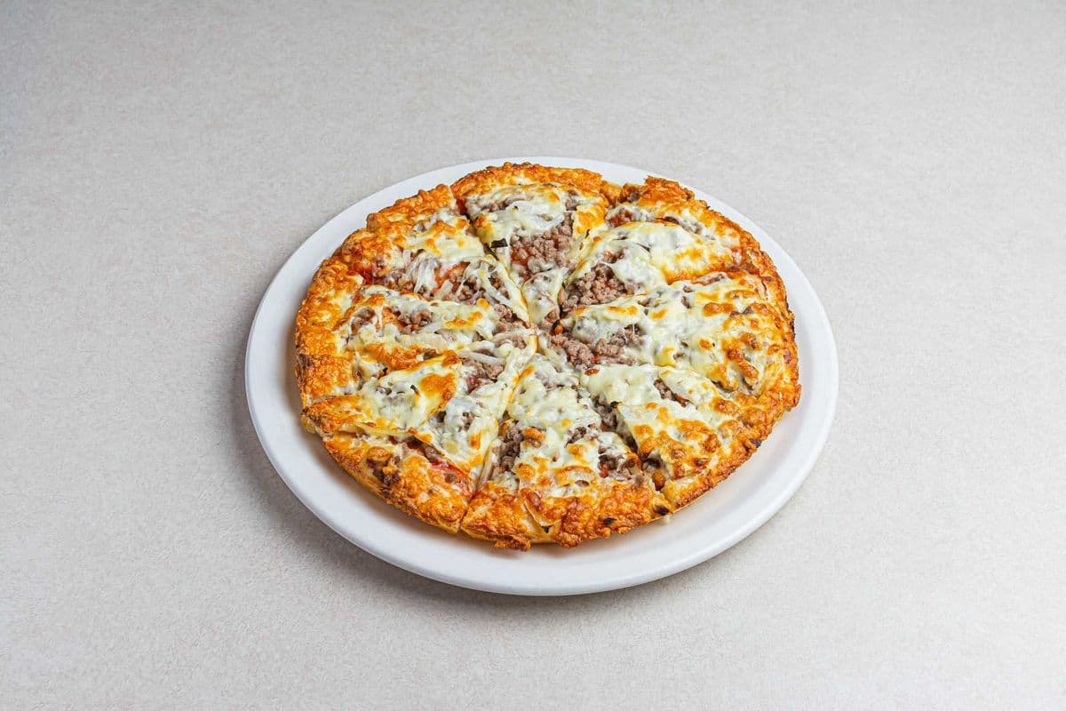 #7 10" Medium Lean Ground Beef and Onion Classic Pizza